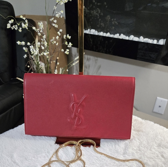 🔥 Saint Laurent Belle de Jour Clutch Leather Large EUC - Picture 1 of 16